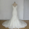 Latest Bridal Gowns Alibaba Elegant Heavy Beaded Lace White Mermaid Wedding Dresses Vestidos de Novia with Cap sleeve LW253A